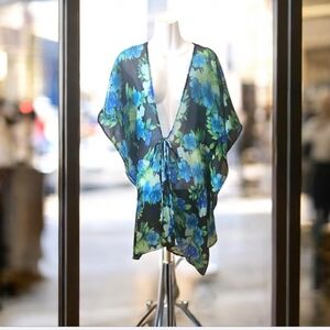 Floral Blue and Green Swim Cover-Up By SWIM CHUCK HANDY size TALLE